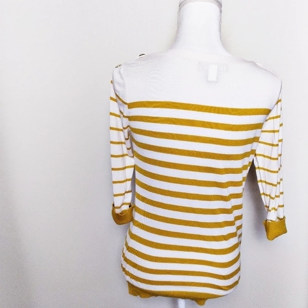 Banana Republic Mustard Yellow Striped Top Small